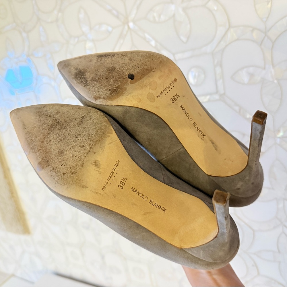 MANOLO BLAHNIK BB 38.5 GRAY SUEDE - Picture 4 of 10